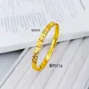 Joia Banhada a Ouro Pulseira Três Lados Efeito Gelo para Mulheres, Bracelete Dourado Imitação, Pulseira da Moda Leve de Luxo de Alta Qualidade, Joia para Live Stream