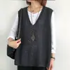 Chaleco de Punto Transfronterizo para Mujer, Primavera/Verano/Otoño 2026 Delgado Holgado Talla Grande Abrigo Chaleco Pulóver Retro de Cuello en V