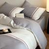 Conjunto de Cama Simples de Algodão Bordado com Pesponto Contrastante Classe A de Três ou Quatro Peças Estilo Britânico Lençol Capa de Edredom Cobre-leito 1.8