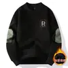 Suéter de Forro Polar para Hombre Primavera y Otoño Top Forro Polar de Doble Cara Marca de Moda Combinable con Todo Forrado de Forro Polar Engrosado Camiseta Base de Manga Larga