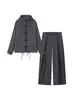 El más vendido de AliExpress moda casual retro transfronteriza europea y americana para mujer, conjunto de top con cremallera y cuello alto con botones de hueso de dragón y pantalón largo