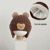 Touca de bebê urso fofo com protetores de ouvido de tricô chapéu de inverno infantil espesso quente de lã estilo coreano touca para bebê