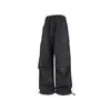 Calça Casual Masculina Transfronteiriça Adequada para Todas as Estações, Calça Cargo Solta de Perna Reta com Vários Bolsos, Calça de Pernas Largas com Cordão para Caminhada ao Ar Livre