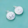 Prata Pura 999 Pingente Redondo Retro Antigo Zakhiram Pingente Grande Corda de Colar DIY Acessórios para Pulseira Brinquedo