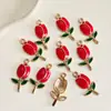 Colgante de Tulipán de Aleación con Aceite Goteante Colgante de Flor de Tulipán con Borde Dorado Retro Accesorios para Pulsera Pendiente de Joyería DIY
