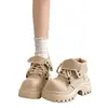 Botines estilo Martin británicos para mujer, nueva colección otoño 2026, suela gruesa, altura media de la pantorrilla, adelgazantes, que realzan la altura, botines retro con cordones