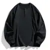 Camiseta de manga larga de algodón puro para hombre, holgada y sencilla, con cuello henley, top casual liso para primavera y otoño