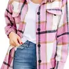 Amazon wish2022 Chaqueta de franela europea y americana casual a cuadros con hebilla manga larga camisa de lana abrigo para mujer