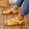 Sandalias Casuales de Color Caramelo para Tallas Grandes de Celebridad de Internet Verano Nuevo Color Combinado Zapatos de Mujer Sandalias de Playa con Velcro de Comercio Exterior