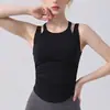 Camiseta de tirantes dobles acolchada para ceñir la cintura, top de entrenamiento Pilates fitness, top de yoga, traje deportivo a prueba de impactos para mujer