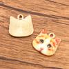 Colgante de aleación con forma de gatito de dibujos animados, 10 colores, 17 x 17 mm, accesorios de joyería para manualidades, KC, dorado, con impresión de aceite