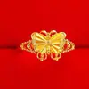 Anillo de oro de arena de Vietnam para mujer, no se decolora, todo a juego, anillo de temperamento, chapado en oro, anillo de amor vivo, apertura ajustable, venta al por mayor