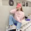 Camiseta de Algodón Puro con Cuello Redondo y Mangas Largas para Mujer 2025 Primavera y Otoño Estilo Coreano Holgada Talla Grande Camiseta de Base para Interior y Exterior para Mujer