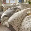 100% Algodão Grau A para Maternidade e Bebê Algodão Puro Conjunto de Cama de Quatro Peças com Pequenos Padrões Florais, Incluindo Lençol de Cima, Capa de Edredom e Lençol com Elástico, Conjunto de Três Peças para Estudante