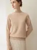 Novo suéter de caxemira outono e inverno para mulheres, suéter de malha gola alta discreta, cor sólida, corte solto, adequado para o trabalho