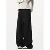 Pantalones largos atléticos casuales estilo americano 2026, unisex, nueva colección primavera/otoño, estilo high-street, corte holgado, tela fluida, diseño de pierna recta, pelo de conejo