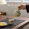 Conjunto de Chá Cerâmico Gongfu de Nespera Pintado à Mão para Casa e Escritório, Bule com Tampa, Xícaras de Chá, Conjunto Completo em Caixa de Presente