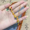 Colar de Cabochão de Esmalte com Pingente de Franja Paz e Alegria para Mulheres, Colar de Sorte Paz e Alegria Dourado Queimado com Design