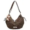 Bolsa Retro Estampado Leopardo Estilo Perezoso Otoño Invierno Gran Capacidad Cruzada Tipo Bollo Bolso de Hombro para Viajes al Trabajo con Sensación de Alta Gama