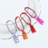 Lindo colgante de cadena de cuentas de oso transparente hecho a mano, joyería DIY, bolso, teléfono móvil, muñeca de dibujos animados, accesorios de joyería al por mayor