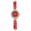 Reloj Redondo de Moda 2026 para Mujer con Forma de Hoja Tachonado de Diamantes, Esfera Sencilla y Correa Ajustable Libremente, Exclusivamente para Regalos Transfronterizos