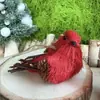 Decoración navideña pájaro rojo artificial floral y pájaro manualidades decorativas de pájaro adornos de pájaro de algodón y plumas directo de fábrica para envío transfronterizo
