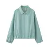 Ropa de mujer de comercio exterior europeo y americano ZA transfronteriza, bestseller de AliExpress, chaqueta corta a rayas con diseño de dobladillo ceñido a la cintura