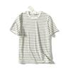 210g Fio 32! Literária e Fresca Estilo Americano Japonês Listrada Versátil Algodão Puro Gola Redonda Manga Curta Camiseta Ins Trend