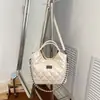 Elegante Bolsa de Corrente com Padrão de Diamante para Mulheres, Nova Tendência de Moda Verão 2026, Bolsa de Ombro Único Transversal Estilo Balde