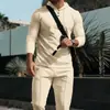 Nuevo traje casual para hombre, para exteriores, Amazon, estilo gofre transfronterizo, estilo europeo y americano, con capucha, color sólido, manga larga, pantalón y traje.