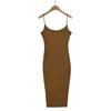 G029-24 nuevo estilo francés de principios de primavera estilo deseo puro textura chica hot sexy vestido sheath con tirantes de hombro descubierto