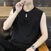 Camiseta sin mangas de seda helada de alta gama para hombre, transfronteriza, fresca, de verano, nueva tendencia, chaleco tipo tank top para hombre