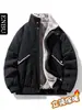 Enbu Invierno Hombres Estilo Americano Marca de Moda Cuello Alto Ropa de Trabajo Chaqueta de Algodón Hombres Forro Polar Engrosada Cálida Elegante Abrigo Exterior