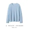 26 novo modelo suéter de malha waffle gola redonda 100% cashmere puro para mulheres, suéter de tricô, suéter fino de tricô trançado com mangas compridas