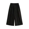 Pantalones de pierna ancha de algodón elástico en la cintura estilo perezoso para mujer, nuevo diseño de un solo botón suelto adelgazante, pantalones casuales rectos para mujer