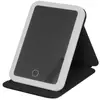 Espejo de Maquillaje Plegable LED de Cuero PU con Luz, Regulable, Portátil, Espejo de Escritorio para Dormitorio de Estudiantes, Modelo Nuevo