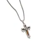 Collar con colgante de cruz cuadrada estilo hip hop retro de acero de titanio, estilo europeo y americano, con letras cuadradas de moda para hombre y mujer