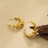 Pendientes Europeos y Americanos Transfronterizos de Acero Inoxidable de Oro Real 18K Espirales Exagerados en Forma de C Pendientes Sencillos Joker Retorcidos