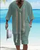 Traje Jacquard Impreso en 3D Transfronterizo para Hombre Verano Holgado Camiseta de Manga Corta Pantalones Cortos Cuello en V Traje Deportivo Traje de Dos Piezas para Hombre