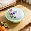 Tazón de plástico engrosado, impreso, con tapa, adecuado para uso doméstico, se puede usar como lavabo para verduras o como frutero para exhibir en la sala de estar