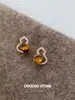 Argola de Prata S925 Pedra Olho de Tigre Natural Cabaça Fulu Estilo Chinês Novo Brincos de Tarraxa Retrô Brincos Femininos Brincos Tendência de Ano Novo