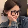 Estilo Coreano Nuevo Marco Grande Marco Cuadrado Marco Transparente Celebridad de Internet Gafas Lisas para Mujer con Gafas para Miopía Gafas Planas Anti-Luz Azul para Hombre
