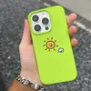 Capa de Celular Sol Sorridente Adequada para iPhone 17/16 Pro Max, Capa Meia-Cobertura 14, Capa 13/12, Capa Cartoon 11