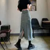 Falda vaquera con borlas para mujer, de longitud media, fina, de otoño 2024, nueva, de cintura alta, adelgazante, larga, falda a la cadera