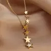 Collar de lujo con colgante de borla de nicho y estrella de cinco puntas para mujer, cadena de clavícula de acero de titanio indecolorable, diseño de moda, joyería con sentido