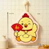 Toalla de Mano Zodiaco Atrae Riqueza Dibujo Animado Lindo Felpa de Coral Colgante Absorbente de Agua para Cocina Baño Hogar