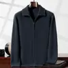 Cárdigan 100% Cachemir para Hombre, Suéter Grueso de Solapa, Chaqueta de Punto Cálida con Cremallera de Manga Larga, Nuevo Estilo Otoño e Invierno 2025