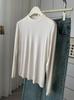Camiseta Básica de Manga Larga con Cuello Medio Suave y Cómoda de Lana Tencel para Mujer 25 Otoño Nueva Estilo Coreano Elástica Cálida