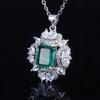 TikTok Hot Sale Simulação Esmeralda Terno Quadrado Europeu e Americano Luxo Completo Pingente de Diamante Anel de Abertura Brincos Coloridos de Tesouro