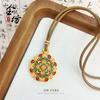 Colgante de loto pintado con flor de tesoro azul quemado y esmalte cloisonné dorado de Vietnam de larga data, accesorio de moda nacional